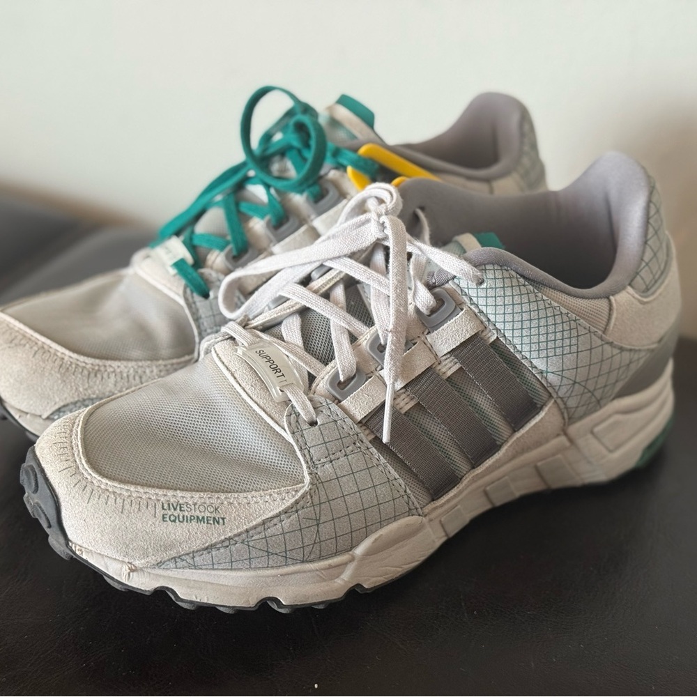 Adidas Gray and Green Athletic Sneakers
